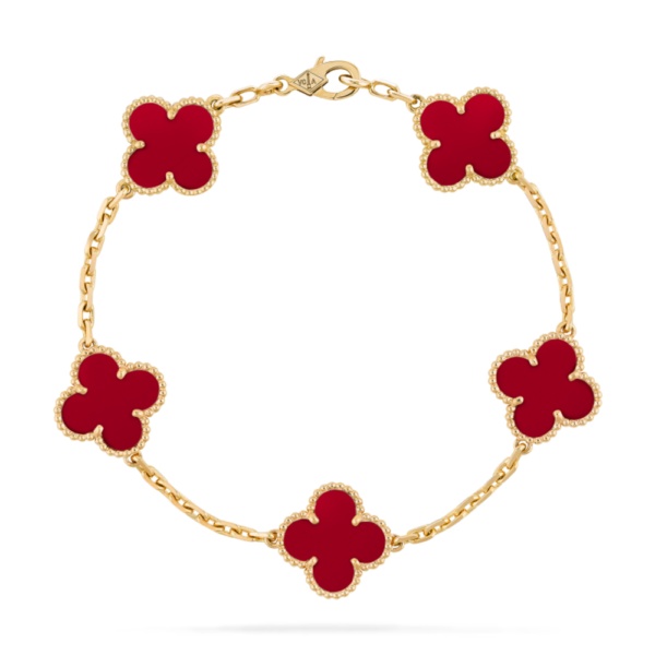 18K YELLOW GOLD 5 MOTIF CARNELIAN BRACELET