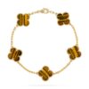 18K YELLOW GOLD 5 MOTIF TIGER'S EYE BRACELET