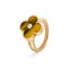 18K YELLOW GOLD TIGER'S EYE AND DIAMOND RING