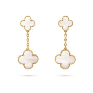 18K YELLOW GOLD 2 MOTIF MOTHER OF PEARL EARRING