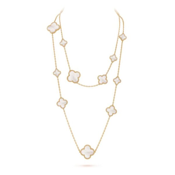 18K YELLOW GOLD 16 MOTIF MOTHER OF PEARL NECKLACE