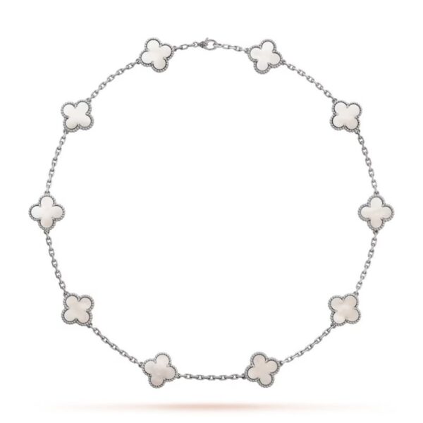 18K WHITE GOLD 10 MOTIF MOTHER OF PEARL NECKLACE