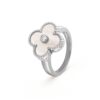 18K WHITE GOLD MOTHER OF PEARL AND DIAMOND RING