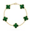 18K YELLOW GOLD 5 MOTIF MALACHITE BRACELET