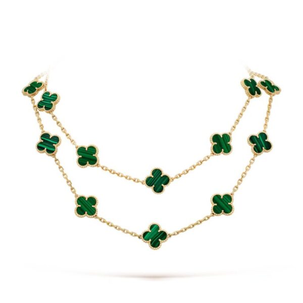 18K YELLOW GOLD 20 MOTIF MALACHITE NECKLACE