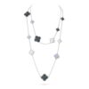 18K WHITE GOLD 16 MOTIF MOTHER OF PEARL AND CHALCEDONY NECKLACE