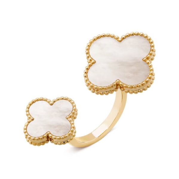 18K YELLOW GOLD MOTHER OF PEARL BETWEEN FINGER RING