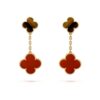 18K YELLOW GOLD 2 MOTIF CARNELIAN AND TIGER'S EYE EARRING