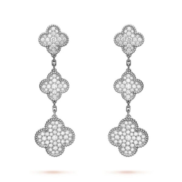 18K WHITE GOLD 3 MOTIF DIAMOND EARRING