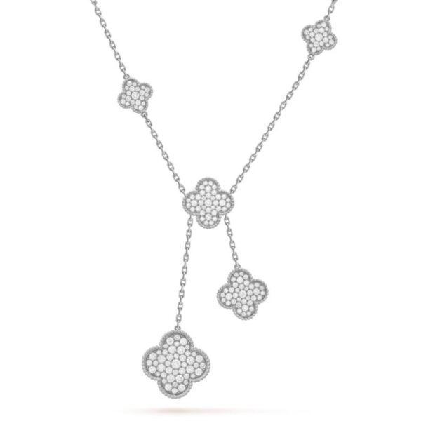 18K WHITE GOLD 6 MOTIF DIAMOND NECKLACE