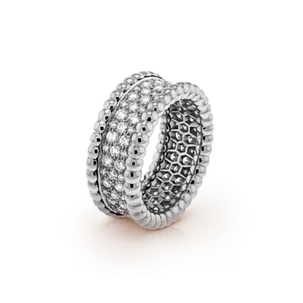 18K WHITE GOLD 3 ROWS DIAMOND RING