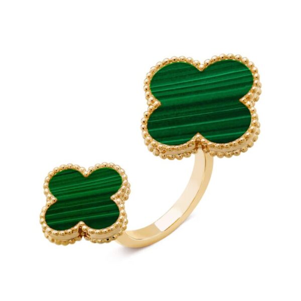 18K YELLOW GOLD MALACHITE BETWEEN FINGER RING
