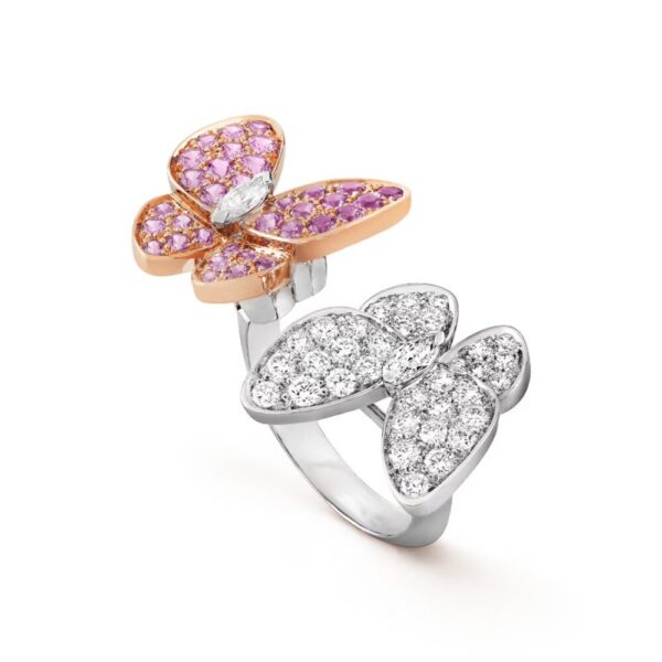 18K WHITE AND ROSE GOLD PINK SAPPHIRE AND DIAMOND RING