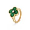 18K YELLOW GOLD MALACHITE AND DIAMOND RING