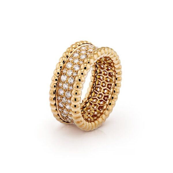 18K YELLOW GOLD 3 ROWS DIAMOND RING