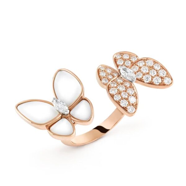 18K ROSE GOLD MOTHER OF PEARL AND DIAMOND RING