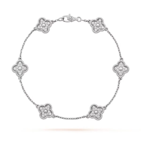 18K WHITE GOLD 6 MOTIF DIAMOND MINI BRACELET