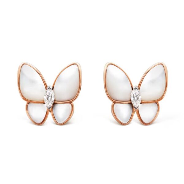 18K ROSE GOLD MOTHER OF PEARL AND DIAMOND EARRING