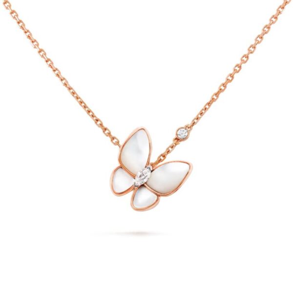 18K ROSE GOLD MOTHER OF PEARL AND DIAMOND NECKLACE