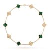 18K YELLOW GOLD 10 MOTIF MALACHITE AND DIAMOND NECKLACE