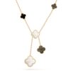 18K YELLOW GOLD 6 MOTIF MOTHER OF PEARL AND ONYX NECKLACE