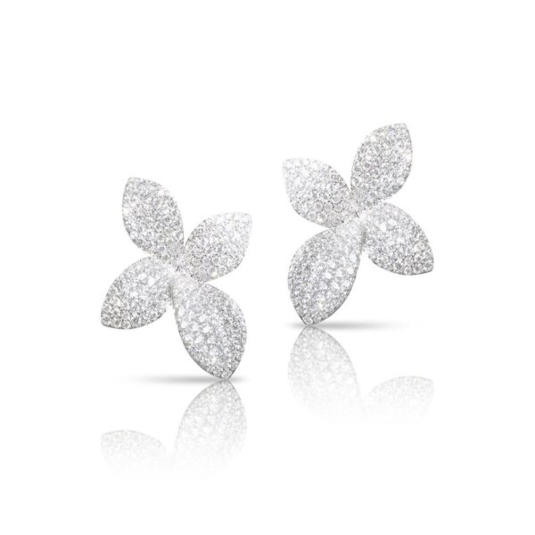 18K WHITE GOLD DIAMOND SMALL FLOWER EARRING