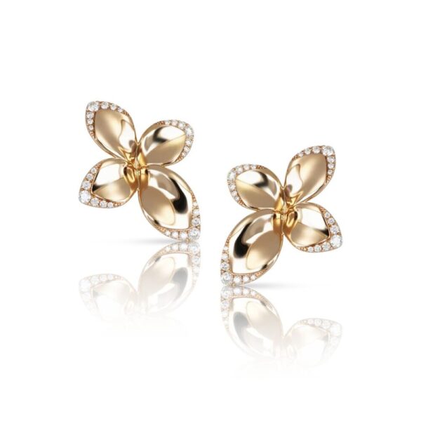 18K ROSE GOLD DIAMOND SMALL FLOWER EARRING