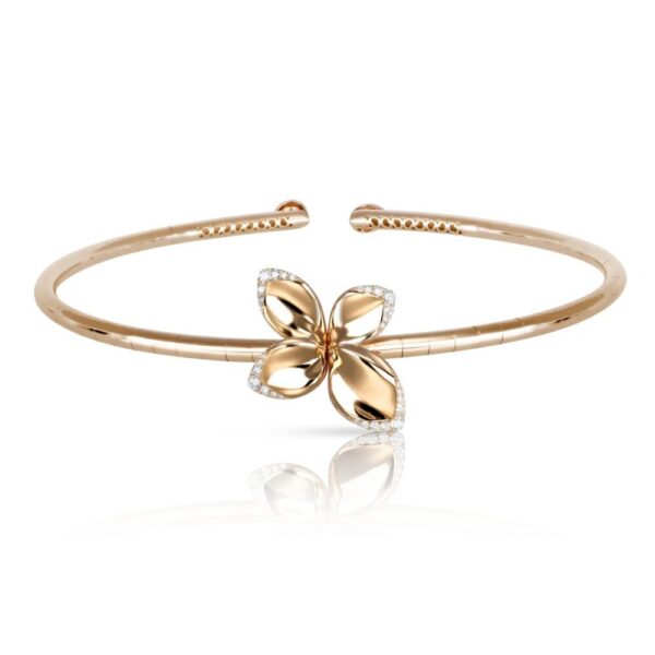 18K ROSE GOLD DIAMOND SINGLE FLOWER CHOKER NECKLACE