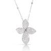 18K WHITE GOLD DIAMOND MEDIUM FLOWER NECKLACE