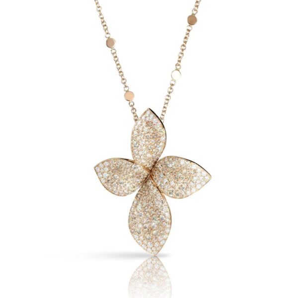 18K ROSE GOLD DIAMOND MEDIUM FLOWER NECKLACE