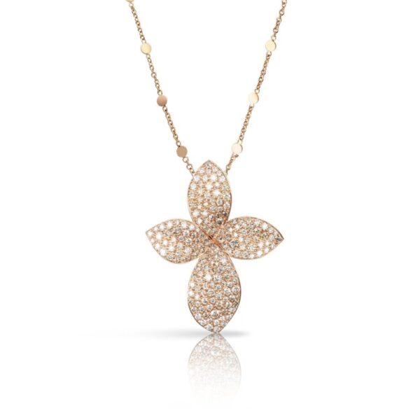 18K ROSE GOLD DIAMOND SMALL FLOWER NECKLACE