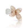 18K ROSE AND WHITE GOLD DIAMOND 5 LEAVES MEDIUM FLOWER RING