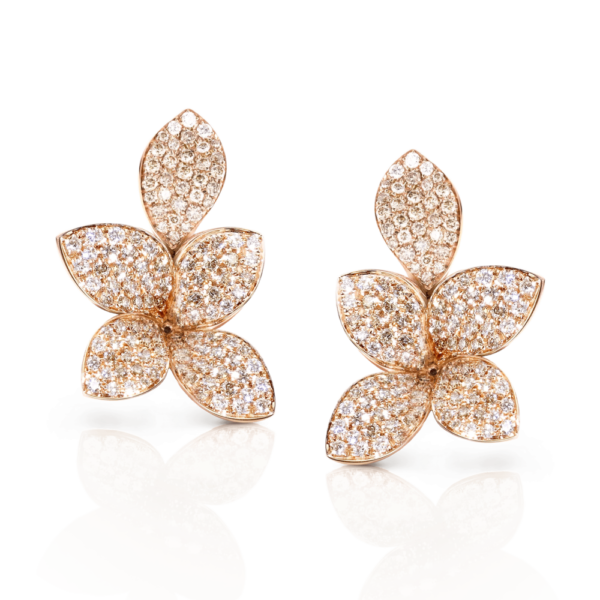 18K ROSE GOLD 5 LEAVES DIAMOND SMALL EARRING