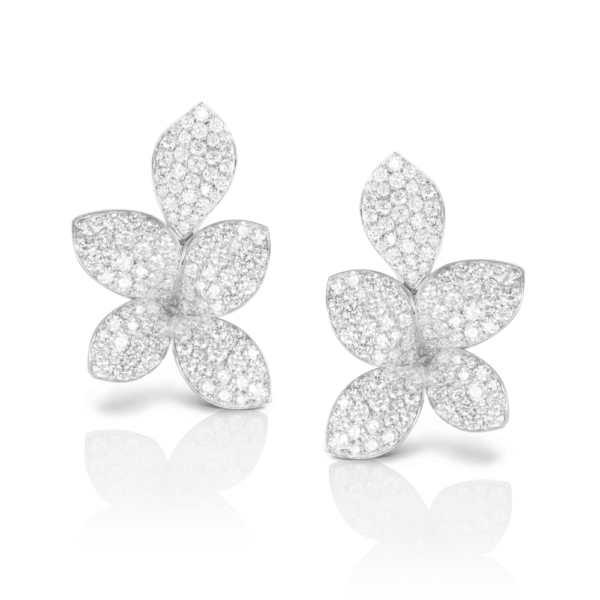 18K WHITE GOLD 5 LEAVES DIAMOND SMALL EARRING