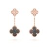 18K ROSE GOLD 2 MOTIF GRAY MOTHER OF PEARL AND DIAMOND EARRING