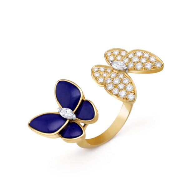 18K YELLOW GOLD LAPIS LAZULI AND DIAMOND RING