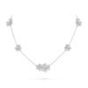 18K WHITE GOLD 9 FLOWER PAVE DIAMOND NECKLACE