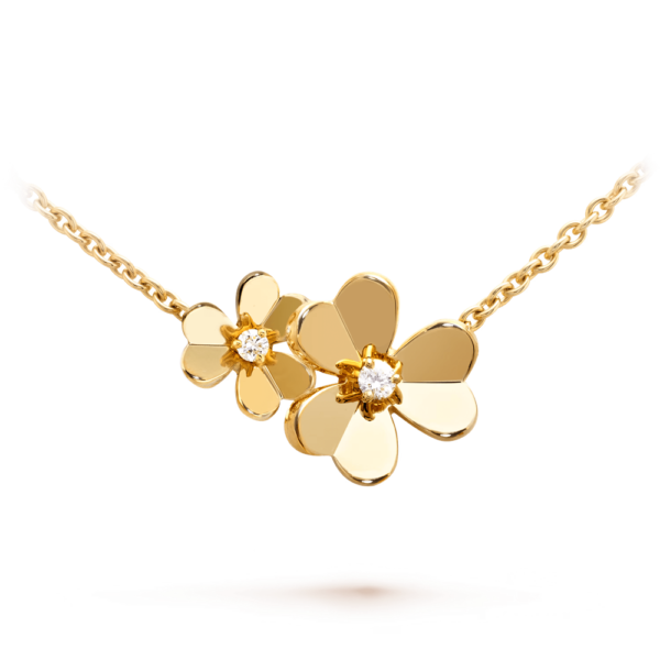 18K YELLOW GOLD 9 FLOWER DIAMOND NECKLACE