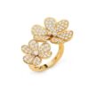 18K YELLOW GOLD PAVE DIAMOND BETWEEN FINGER RING