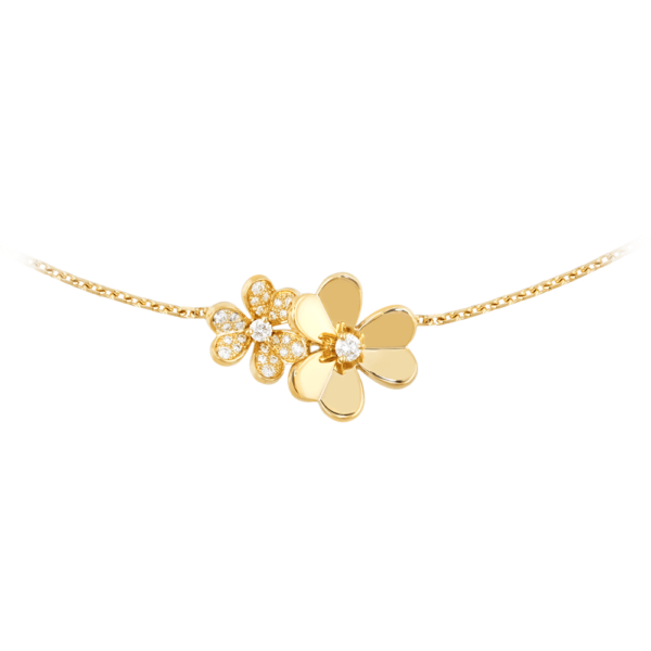 18K YELLOW GOLD 9 FLOWER DIAMOND NECKLACE