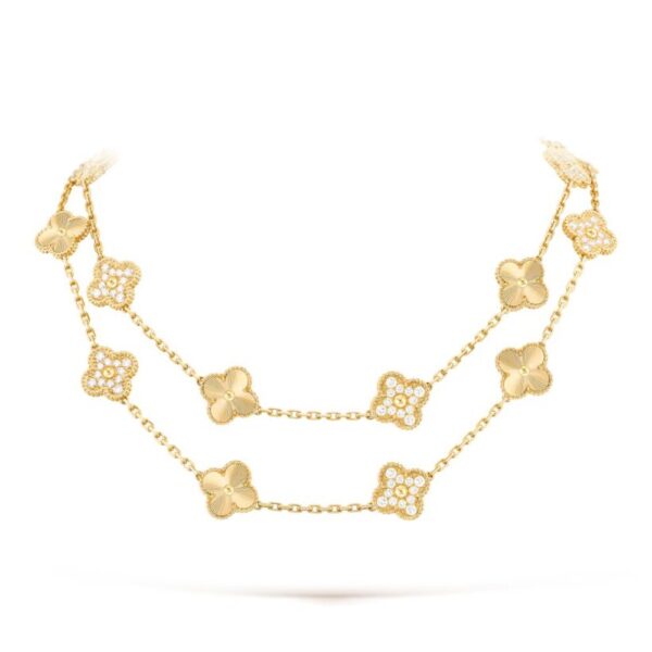 18K YELLOW GOLD 20 MOTIF DIAMOND NECKLACE