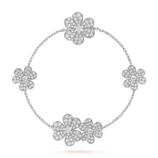 18K WHITE GOLD 5 FLOWER PAVE DIAMOND BRACELET