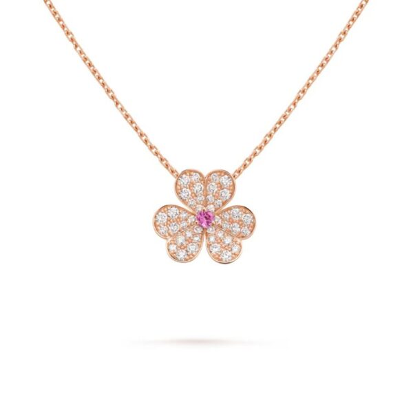 18K ROSE GOLD SAPPHIRE AND PAVE DIAMOND SMALL NECKLACE