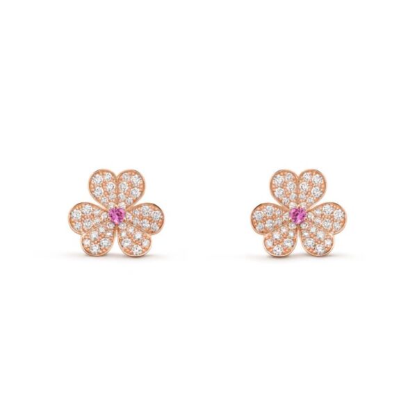 18K ROSE GOLD SAPPHIRE AND PAVE DIAMOND SMALL EARRING