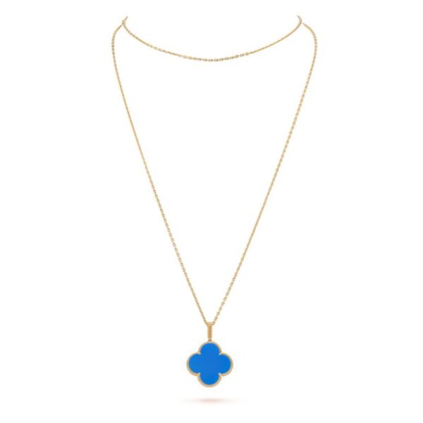 18K YELLOW GOLD BLUE AGATE NECKLACE
