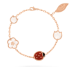 18K ROSE GOLD 5 MOTIF MOTHER OF PEARL, CARNELIAN AND ONYX BRACELET