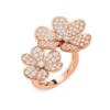 18K ROSE GOLD PAVE DIAMOND BETWEEN FINGER RING