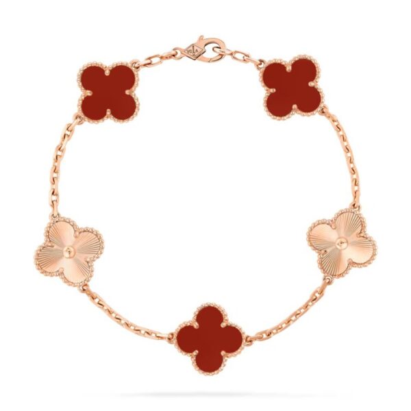 18K ROSE GOLD 5 MOTIF CARNELIAN BRACELET