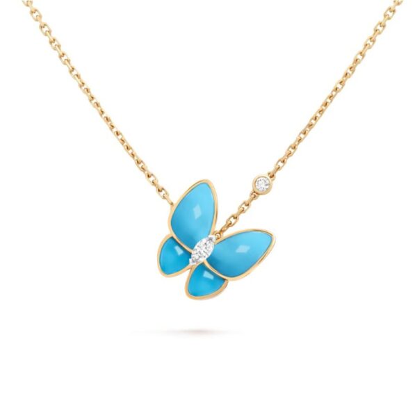 18K YELLOW GOLD TURQUOISE AND DIAMOND NECKLACE
