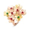 18K ROSE AND YELLOW GOLD 8 FLOWER RUBY AND EMERALD RING